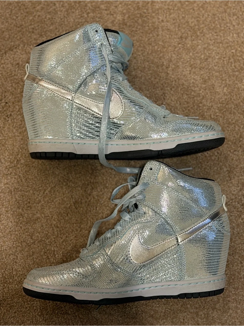 Nike Dunk Sky Hi QS Disco Ball Silver 637991-001 Women's 8.5 NEW Rare